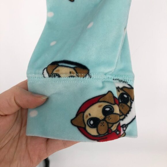 Dog novelty print blue fleece pajama pants snowy winter dogs - Picture 10 of 12